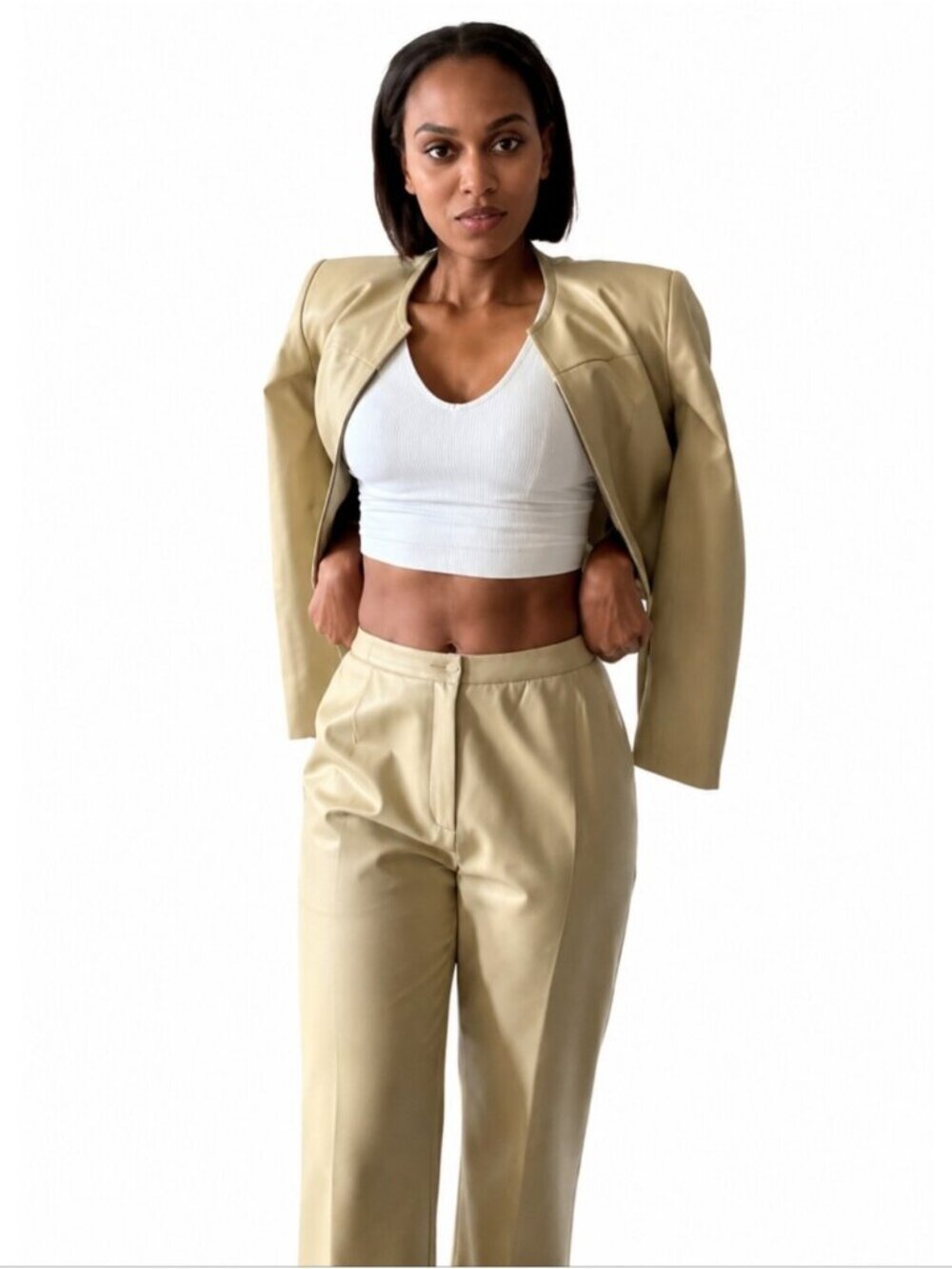 Carlisle Vintage Genuine Leather Two Piece Pants Suit Set